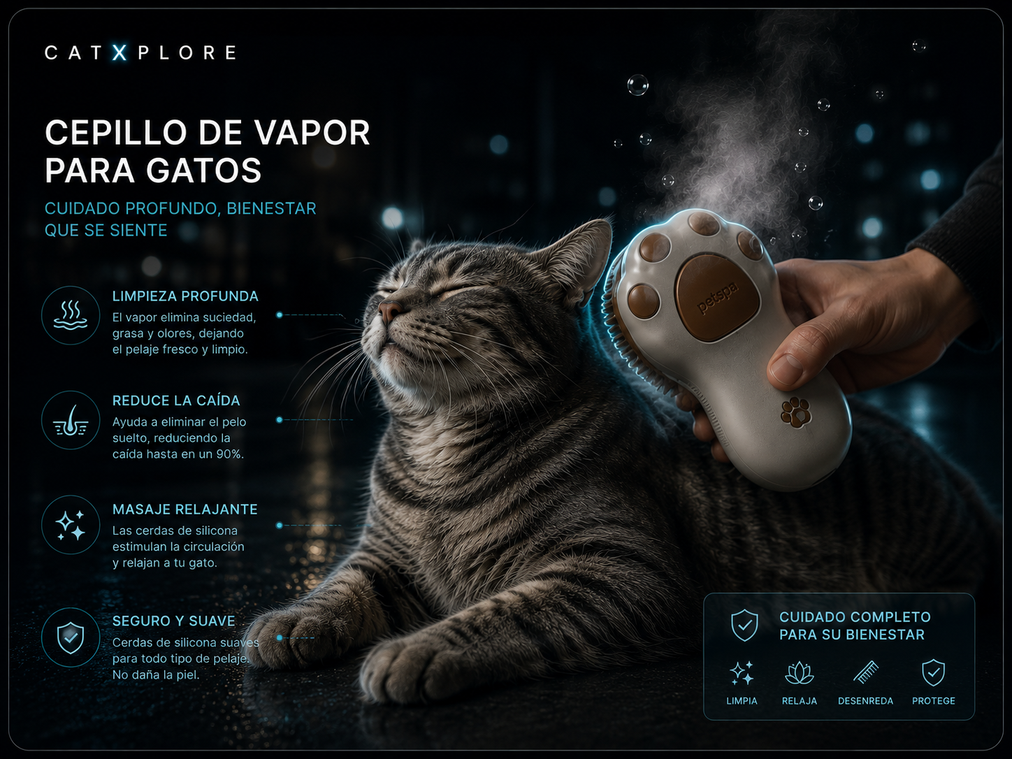 Masajeador Vapor Spa para Gatos